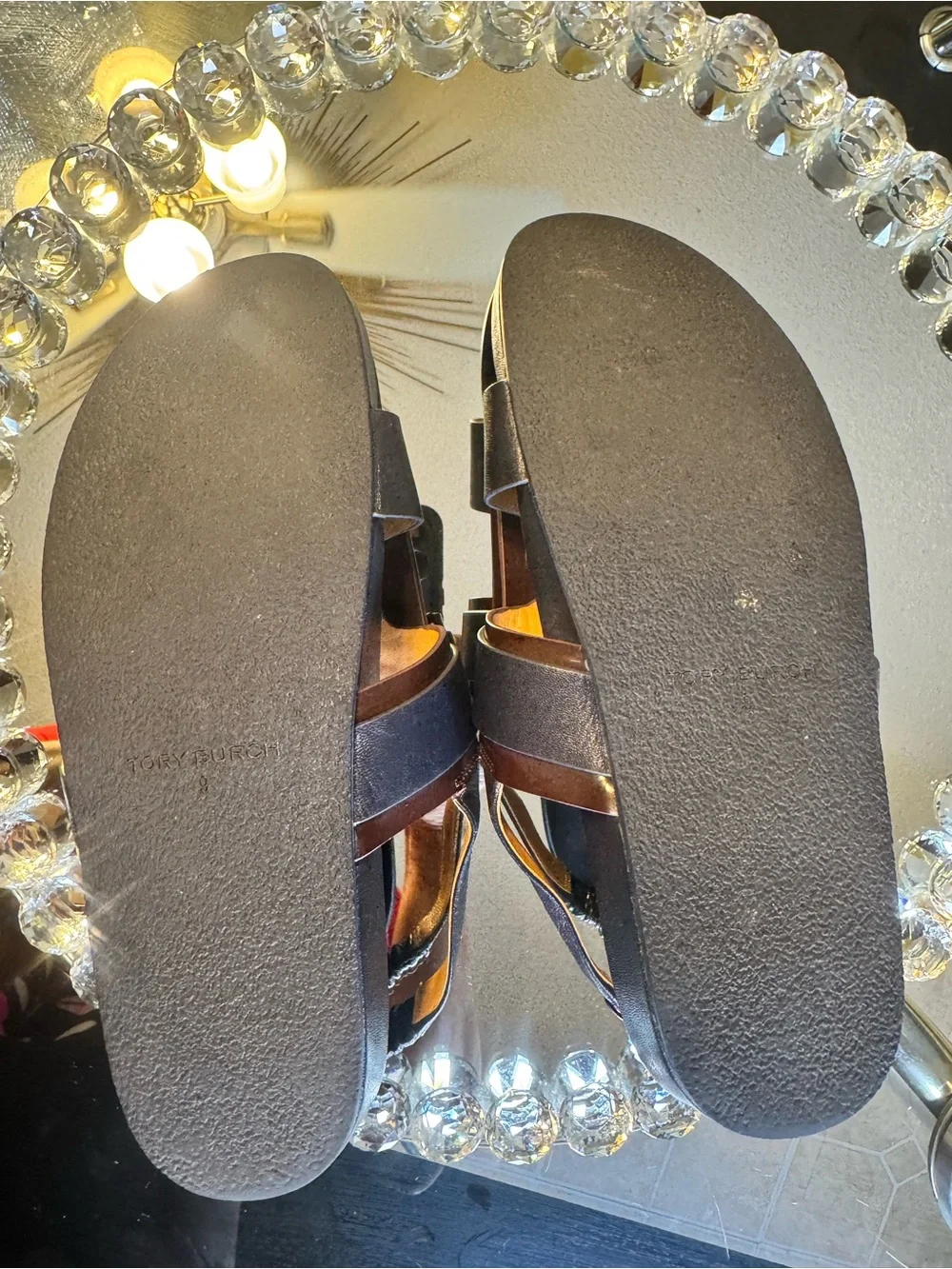 Tory Burch Multi logo kiltie sandals. Size 9